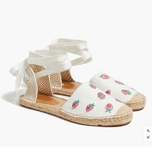 New in box strawberry embroidered espadrille flats